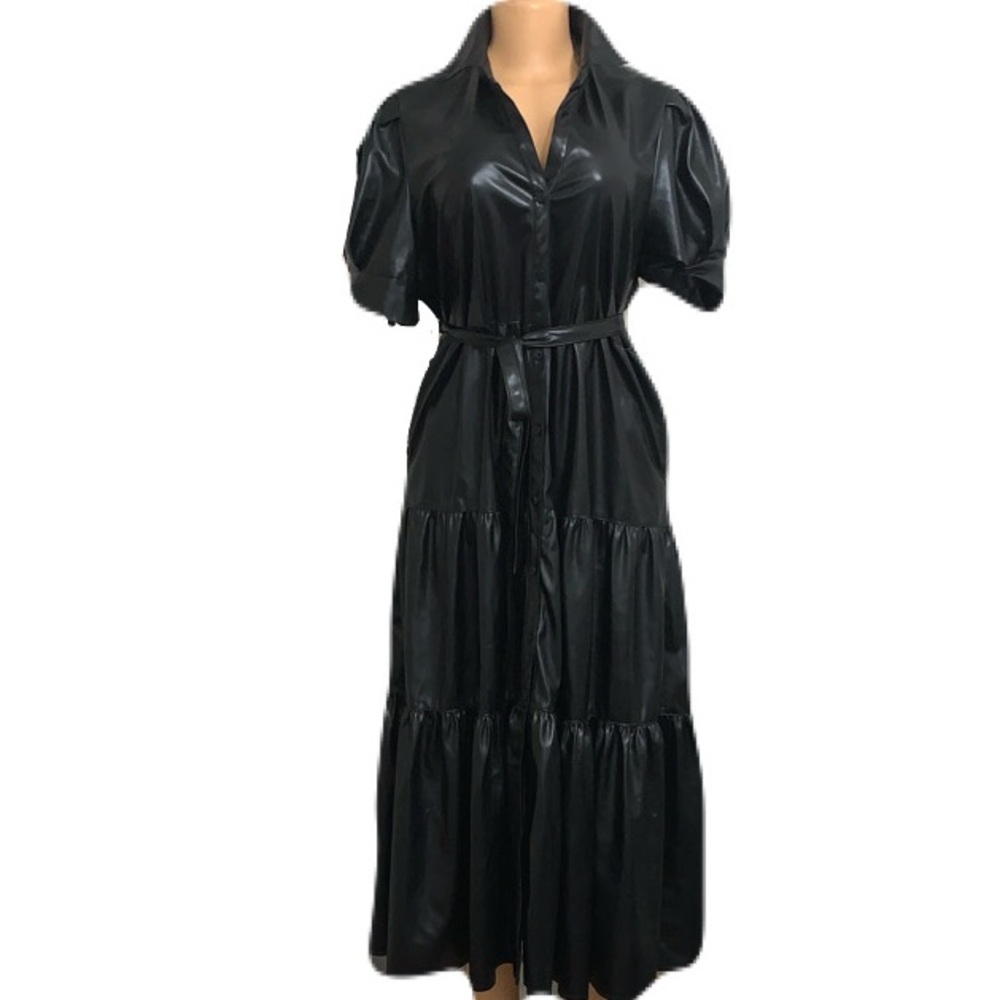 Elegant Black Midi Dress - Picture 4 of 10